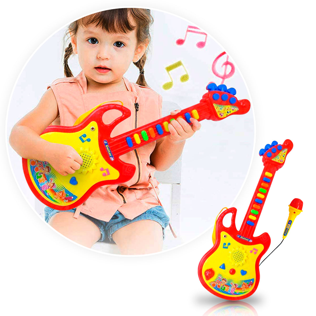 Guitarra De Juguete Micrófono Luces Y Sonido Niños 719