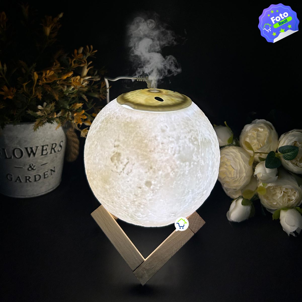 Humidificador Lámpara Luna LED Difusor Aroma Cambia Color 2305013