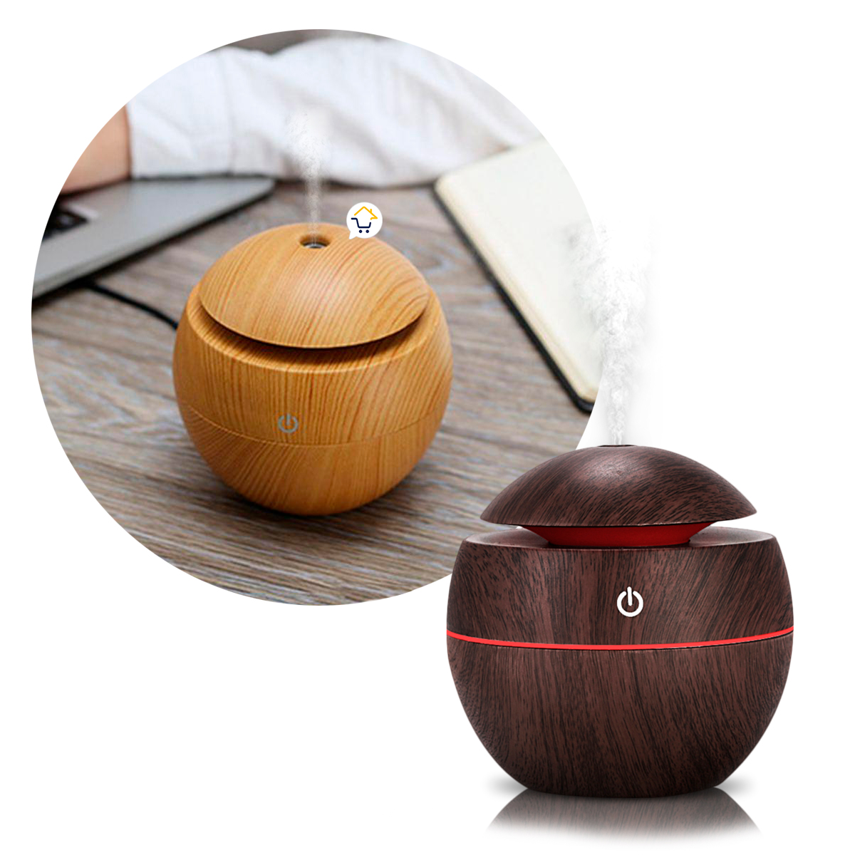 Humidificador de Aire Madera Difusor Aromaterapia LED 007