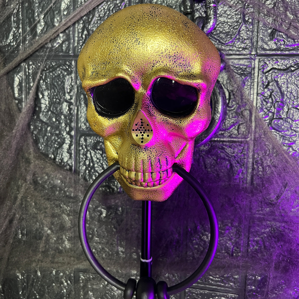 Timbre Halloween Calavera Con Ojos LED Sonido Espeluznante Decoración Puerta AX936-3