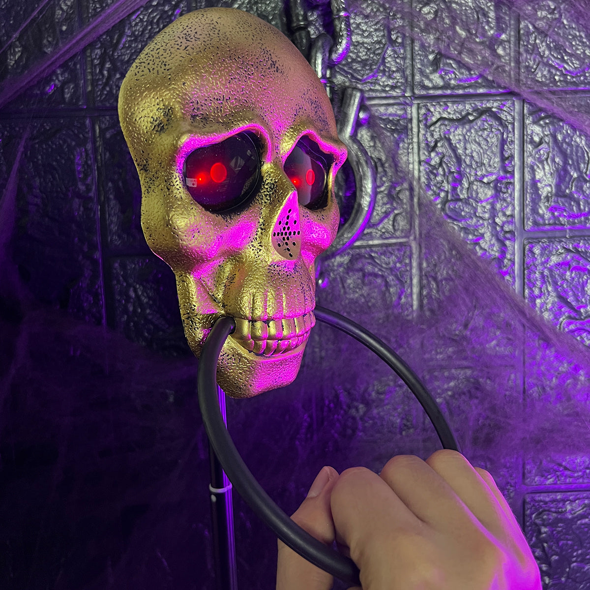 Timbre Halloween Calavera Con Ojos LED Sonido Espeluznante Decoración Puerta AX936-3
