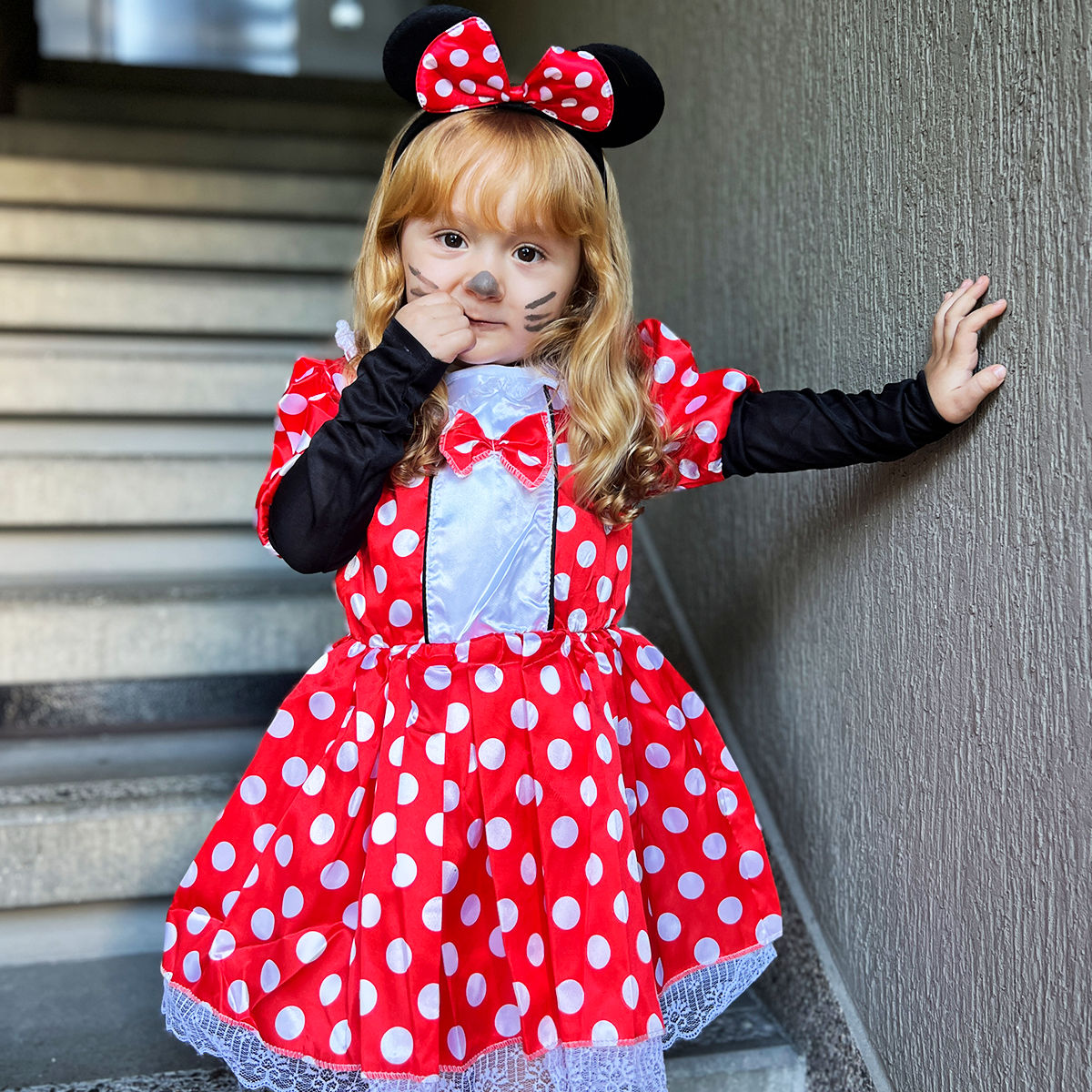 Disfraz De Minnie mouse para Niñas Vestido Diadema Ratona Halloween 44-1