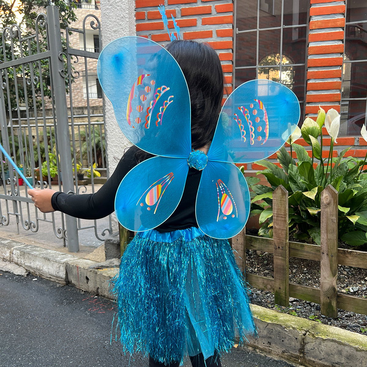 Set de Hada Azul para Niñas Alas Falda Varita y Diadema WZ-2