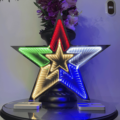 Estrella LED Decorativa Efecto Infinito Multicolor Luz Navideña FIE242C