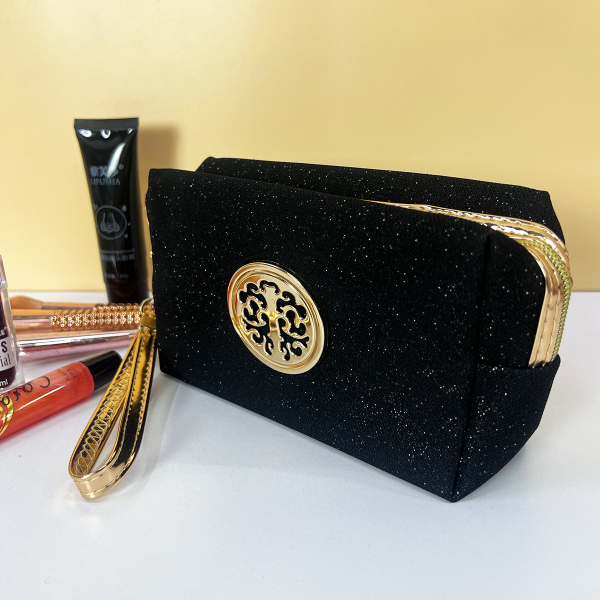 Cosmetiquera Escarchada Organizador De Maquillaje Cartuchera Portátil Neceser Kawaii Mirella 986-16