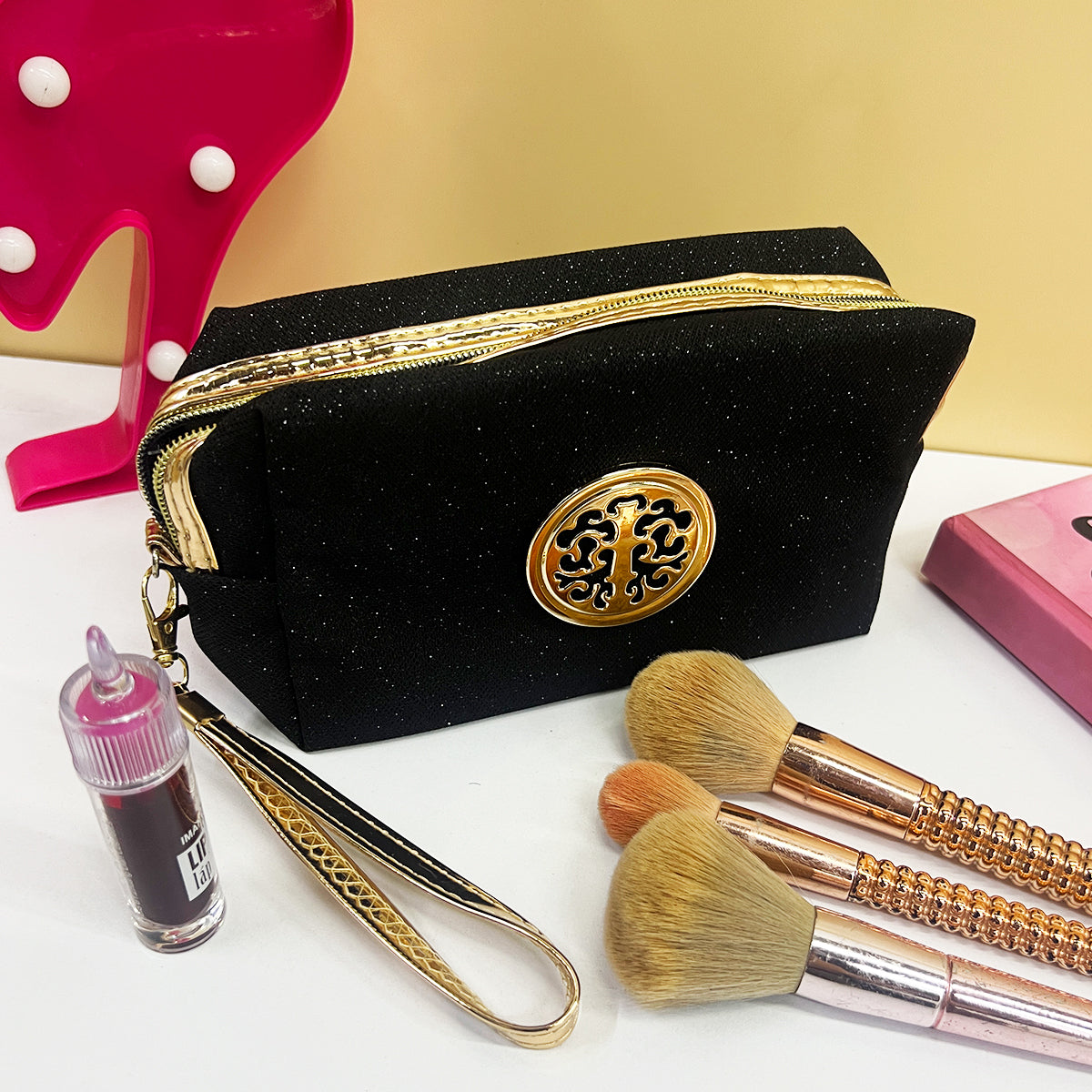 Cosmetiquera Escarchada Organizador De Maquillaje Cartuchera Portátil Neceser Kawaii Mirella 986-16