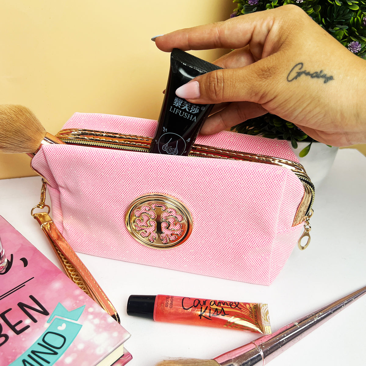 Cosmetiquera Escarchada Organizador De Maquillaje Cartuchera Portátil Neceser Kawaii Mirella 986-16