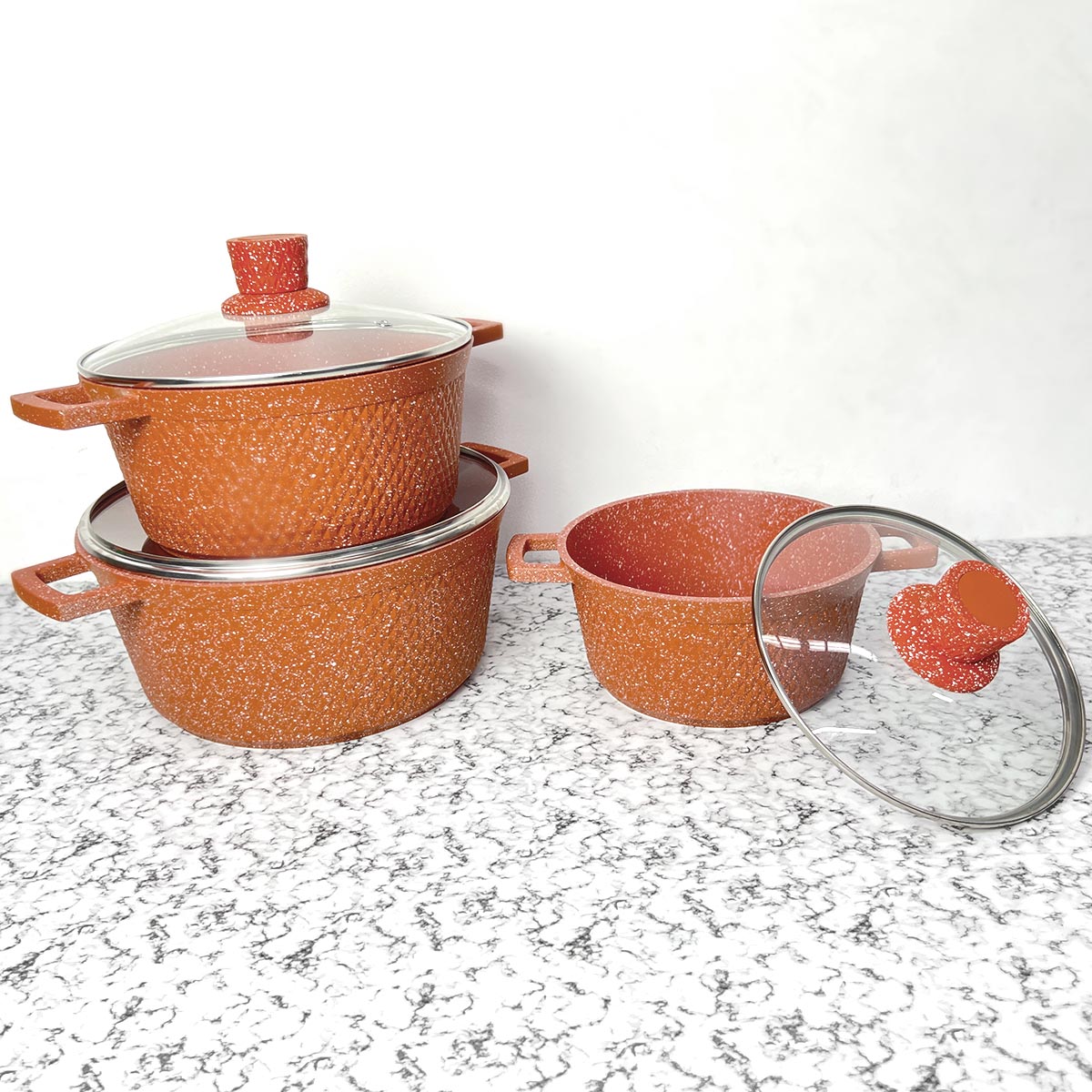 Juego De Ollas De Granito 6 Piezas Antiadherente Cocina IU-2203089