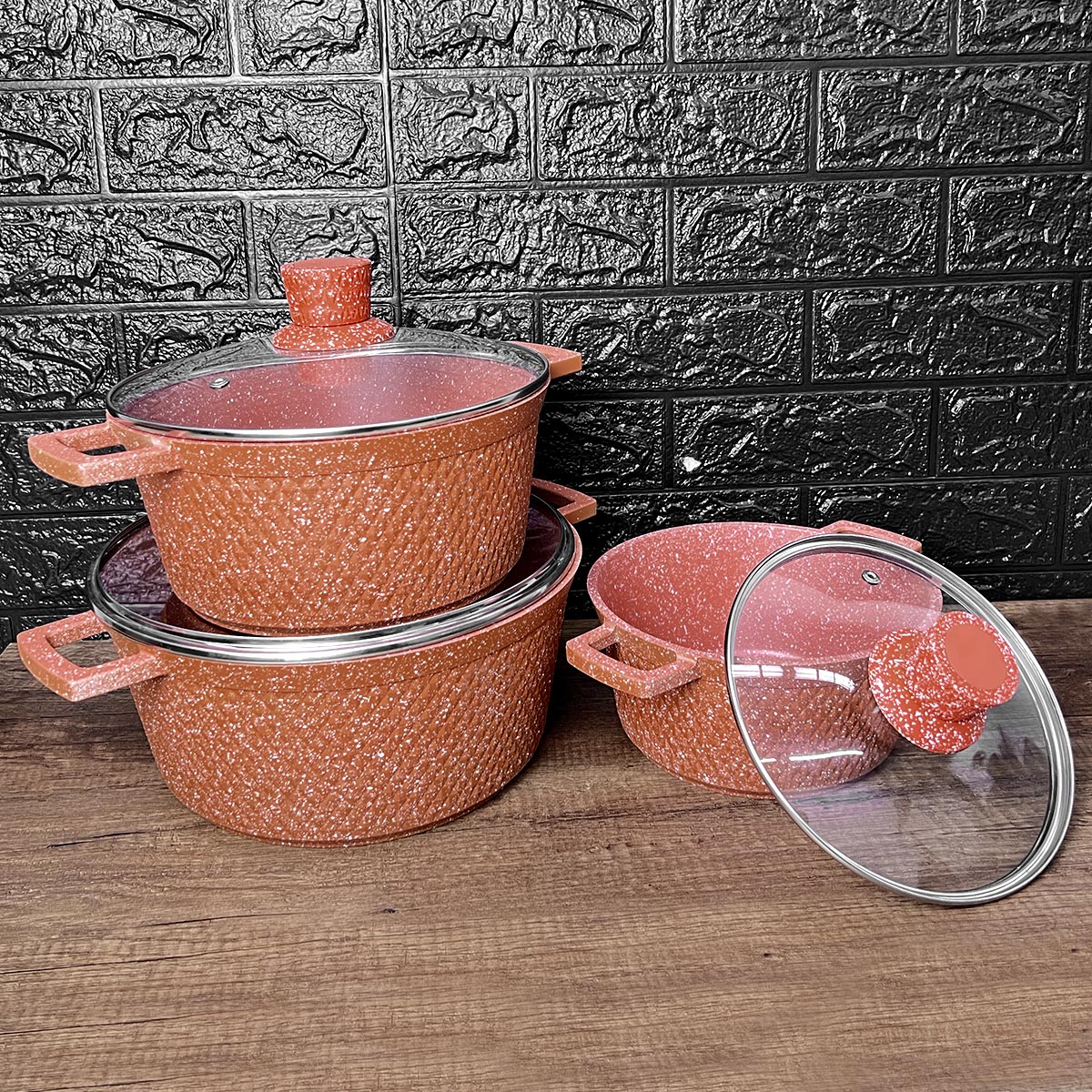 Juego De Ollas De Granito 6 Piezas Antiadherente Cocina IU-2203089
