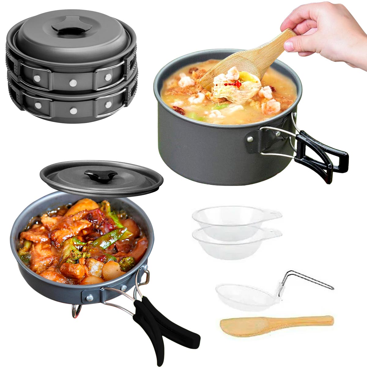 Kit De Utensilios De Cocina Para Camping Olla y Sartén SY-200