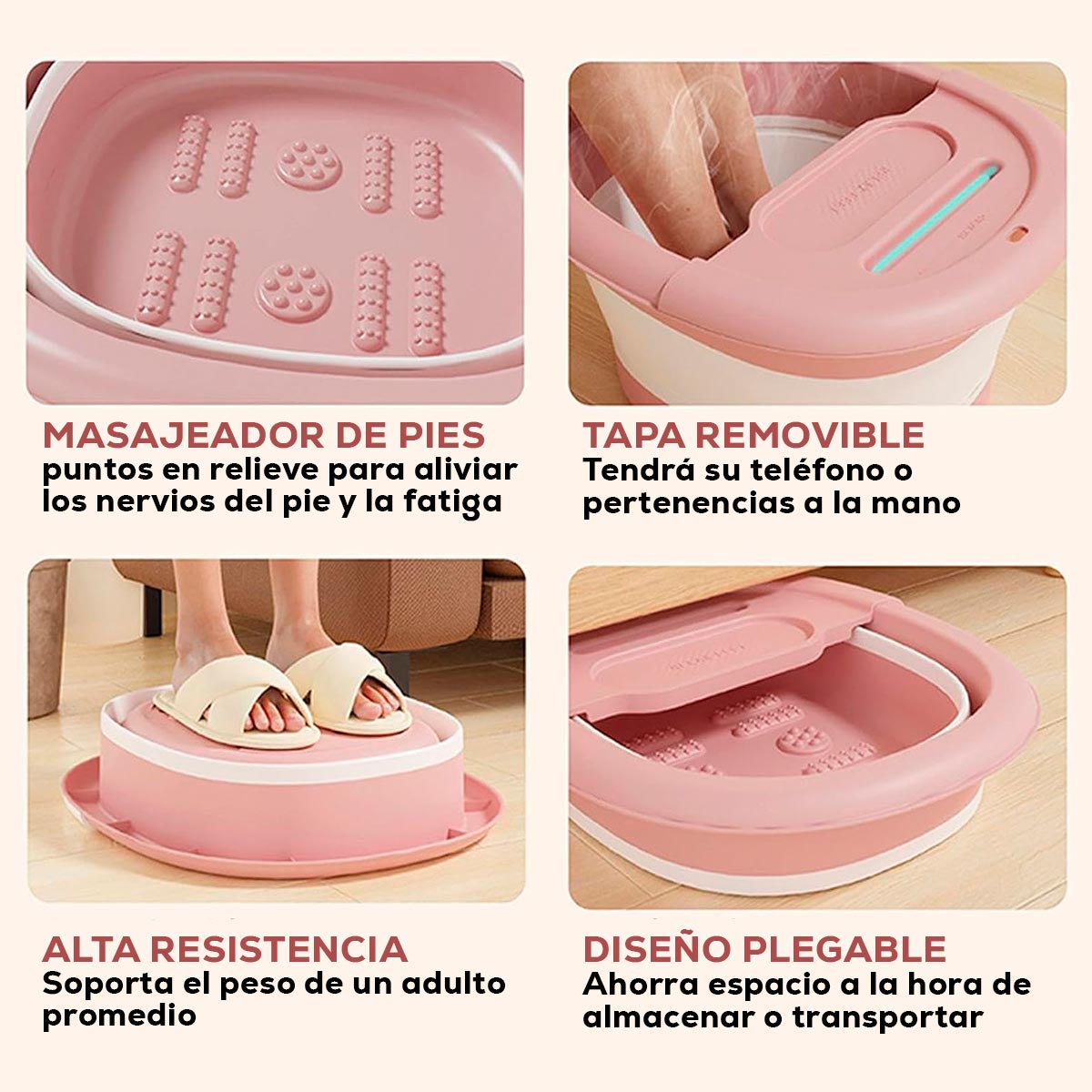 Lavapies Plegable y Masajes Cubeta Spa para Pies en Casa BLP01