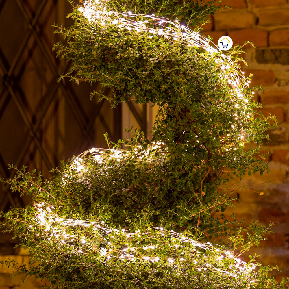 Luz Línea Cascada Micro LED Para Árbol 400 Luces 200 cm Blanca Navidad 1581V
