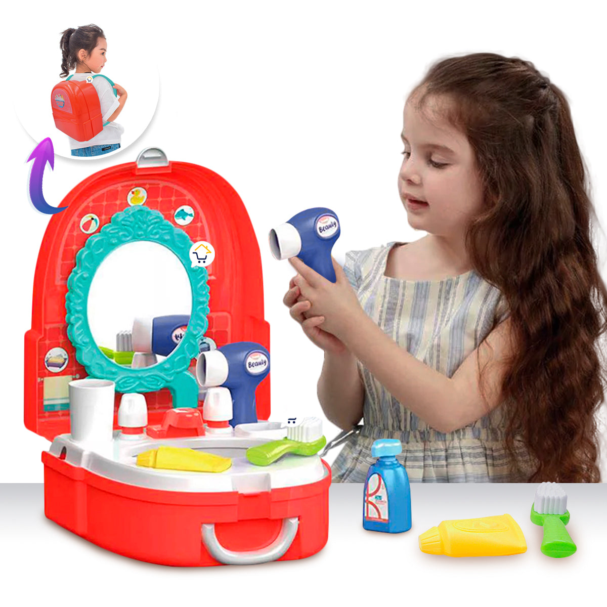 Maletín Tocador Set De Baño 2 En 1 Didáctico Niños 7f702