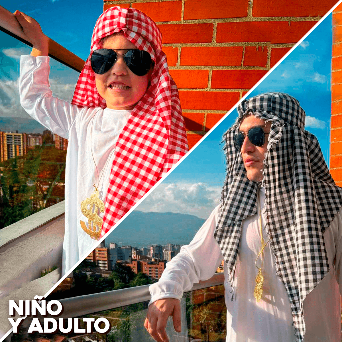 Disfraz Árabe Jeque Hombre y Niño Túnica Tradicional Halloween DSARJ