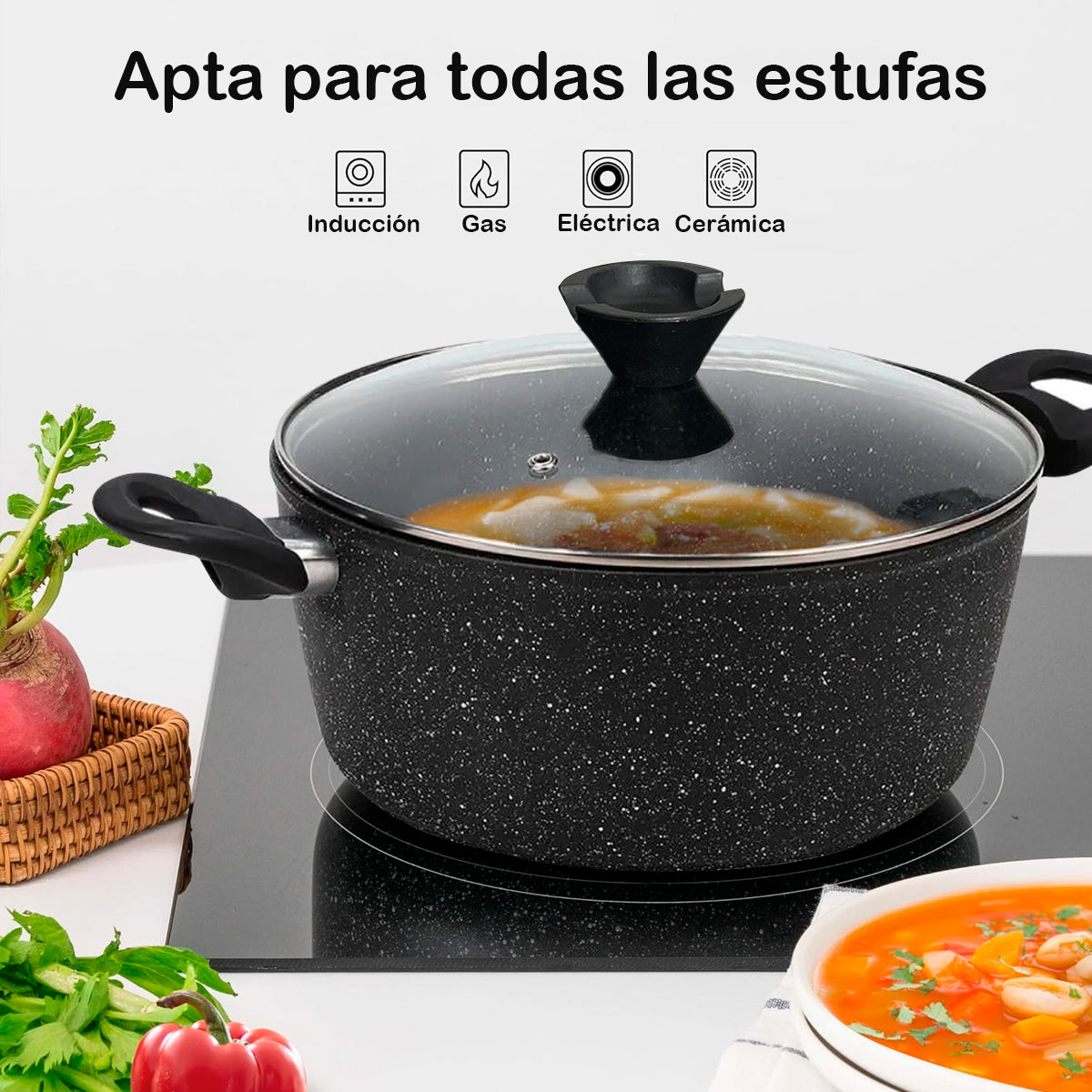 Juego De Ollas De Granito 8 Pzas Cocina Para Inducción 16921-4