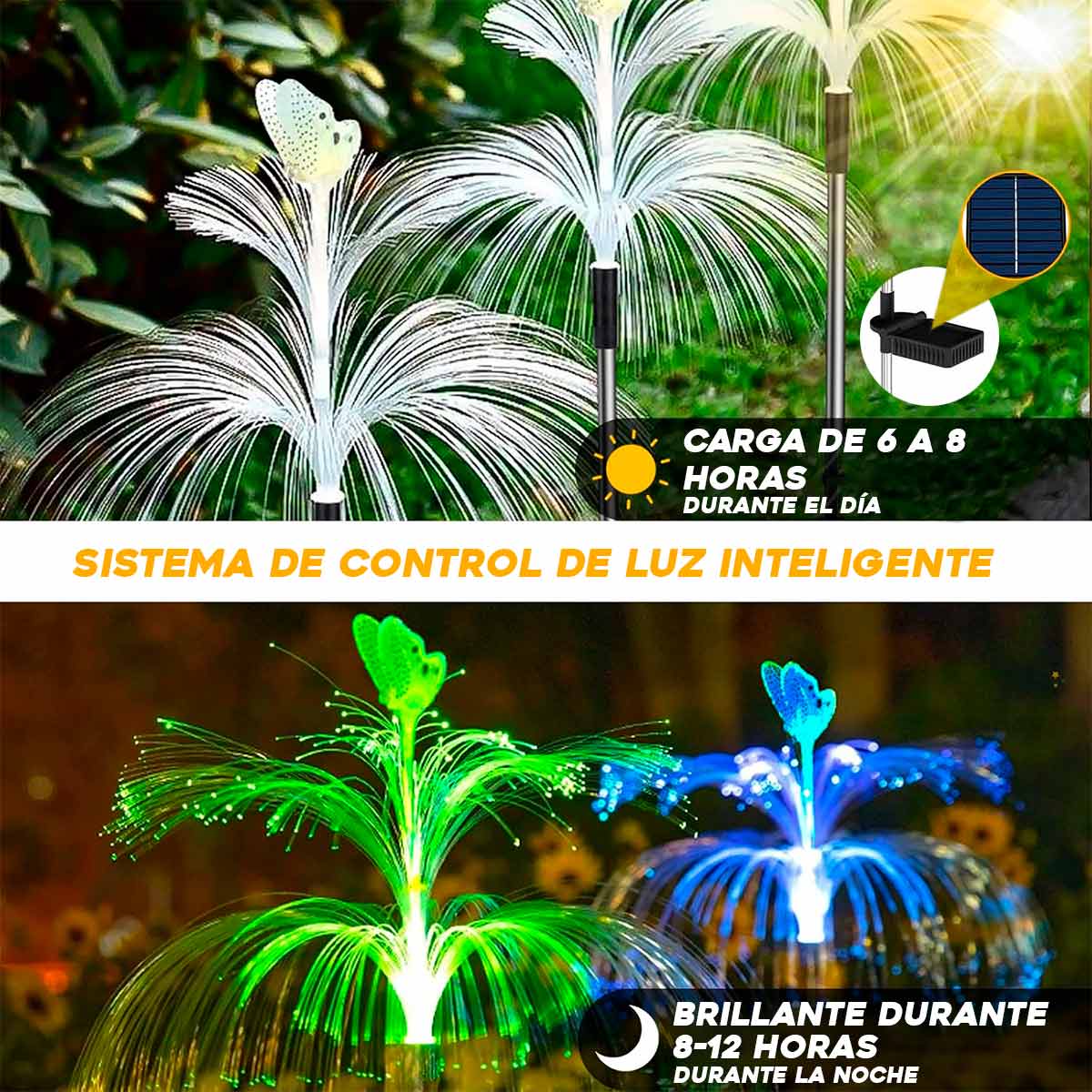 Luces Solares Medusa LED Mariposa para Jardín Decoración Exterior Impermeable PTZ-25-2
