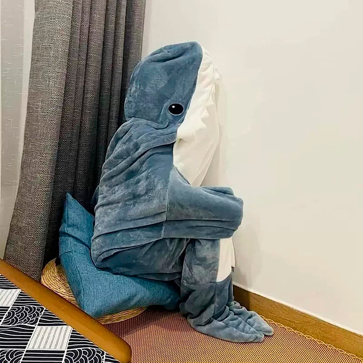 Pijama De Tiburón Saco de Dormir Infantil Adulto Capucha Manta PITN1