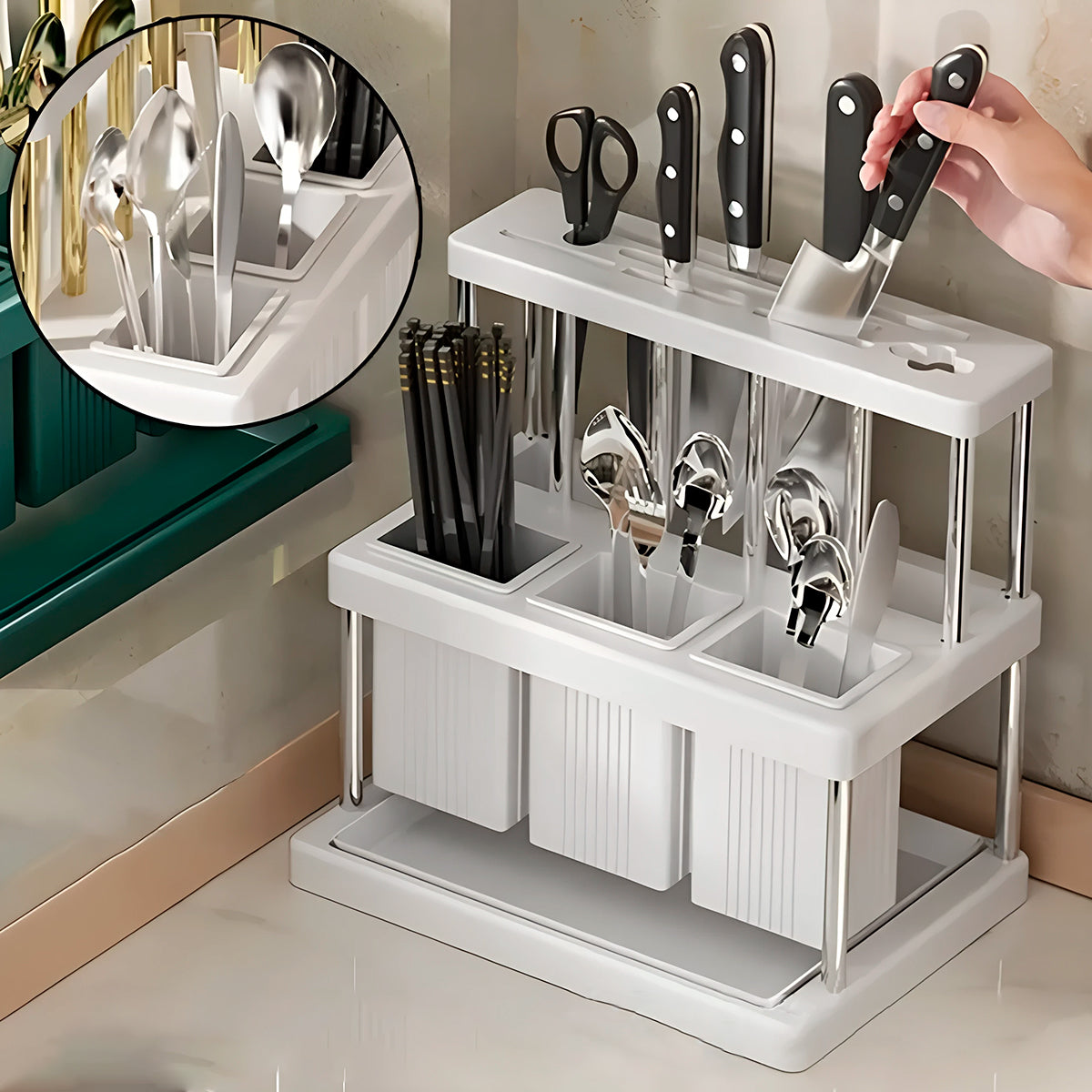 Organizador De Cuchillos y Utensilios Soporte Escurridor Cubiertos Cocina PTZ94
