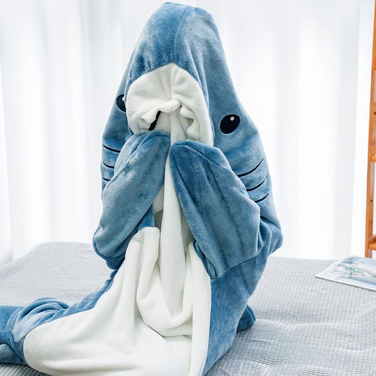 Pijama De Tiburón Saco de Dormir Infantil Adulto Capucha Manta PITN1