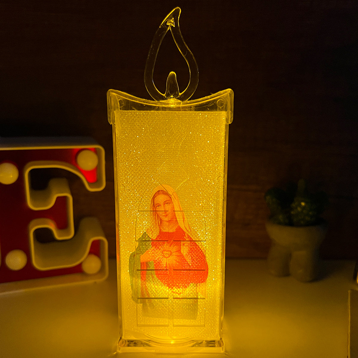 Vela LED X4 Con Imagen Religiosa Decoración Hogar Luz Cálida Navidad VLR01X4