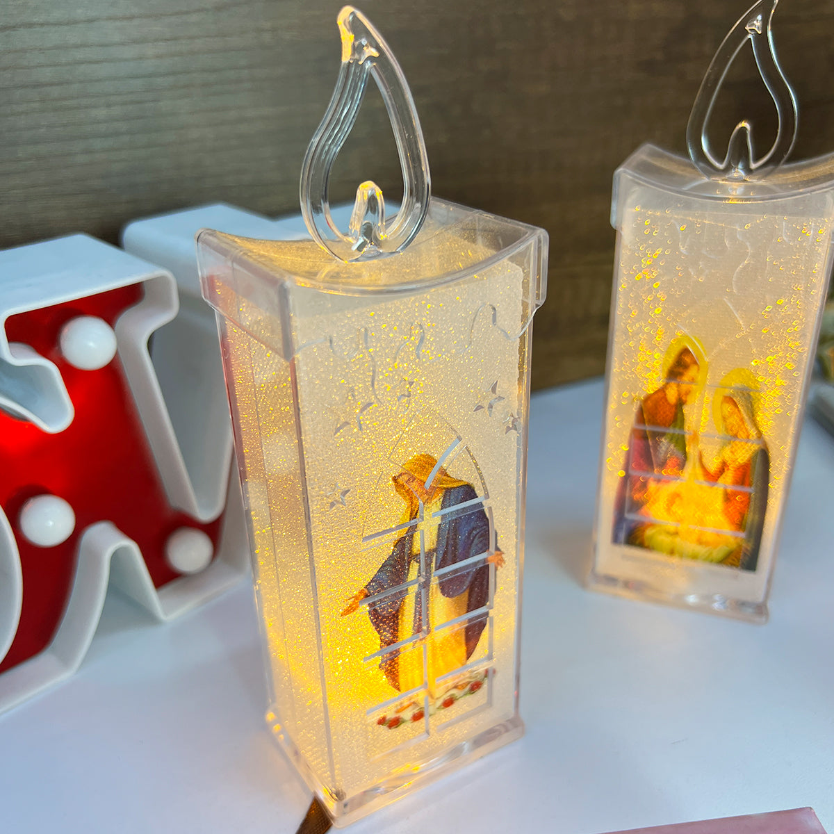 Vela LED X4 Con Imagen Religiosa Decoración Hogar Luz Cálida Navidad VLR01X4