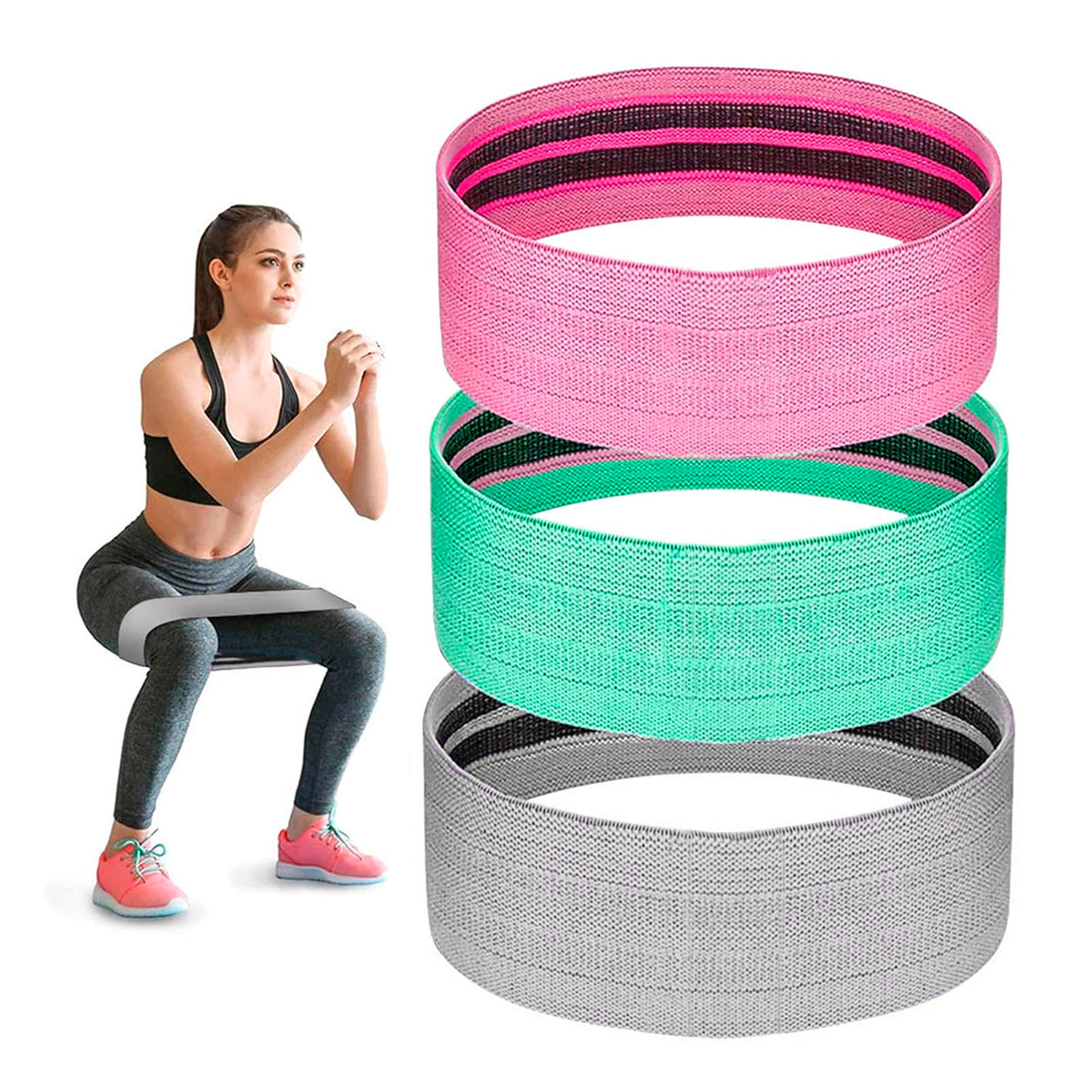 Set Bandas De Resistencia Elásticas Antideslizantes Tonifica En Casa O Gym LT-003