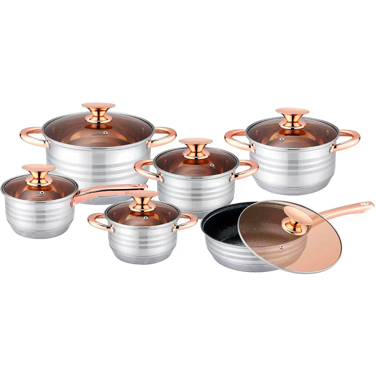 Juego De Ollas 12 Pzas Acero Inoxidable Cocina Para Inducción kv-6618