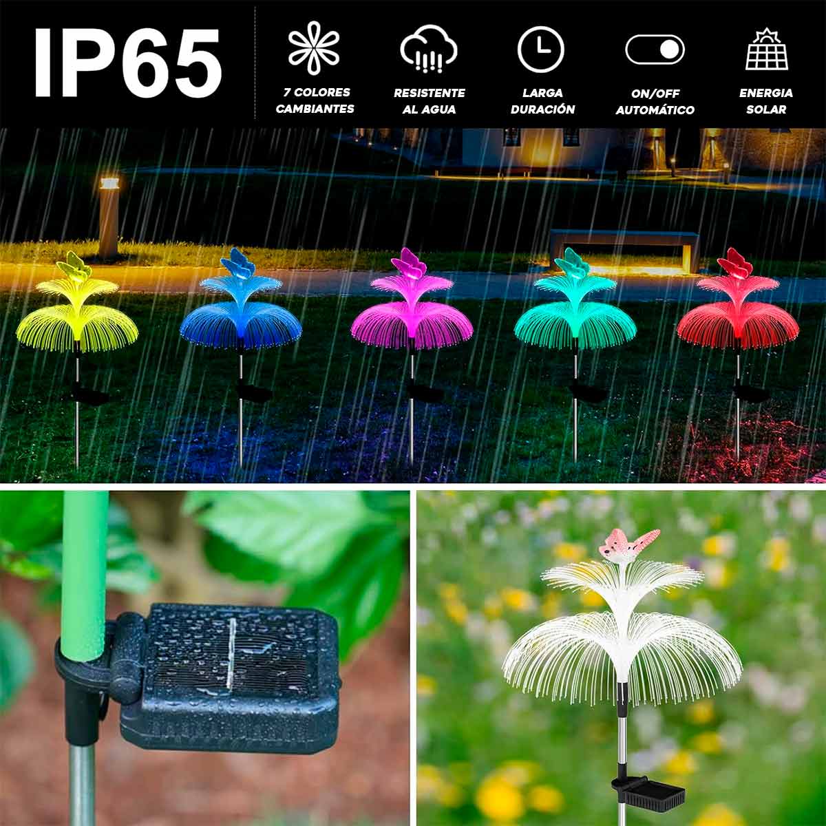 Luces Solares Medusa LED Mariposa para Jardín Decoración Exterior Impermeable PTZ-25-2
