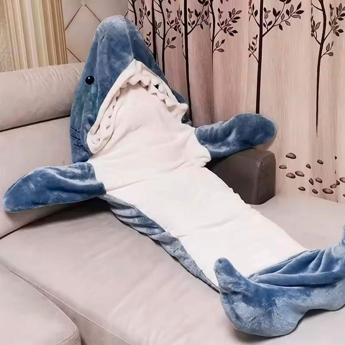 Pijama De Tiburón Saco de Dormir Infantil Adulto Capucha Manta PITN1
