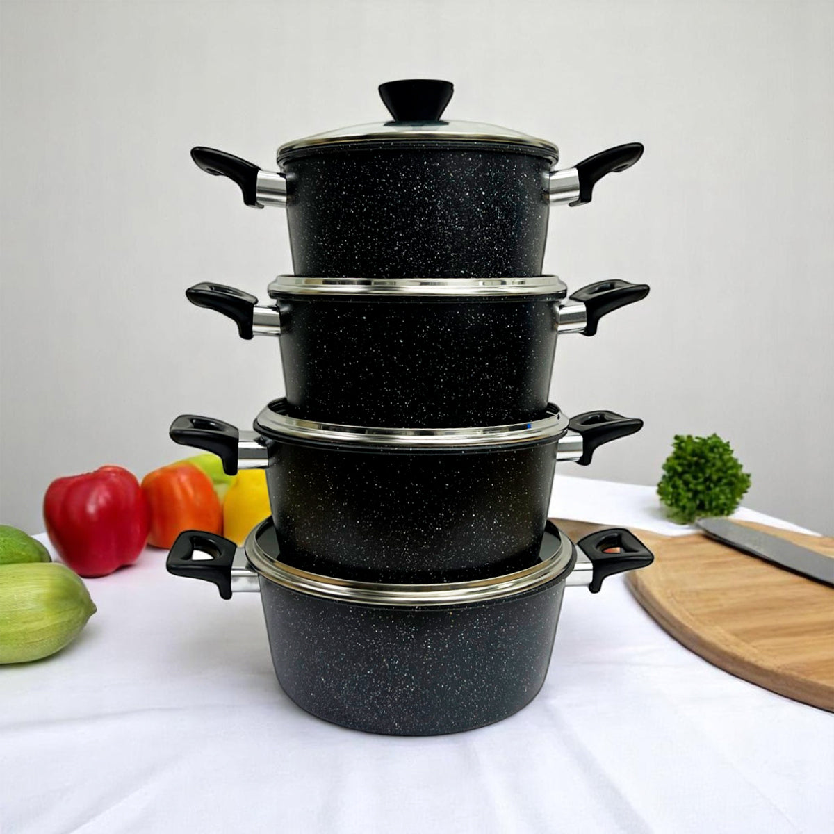 Juego De Ollas De Granito 8 Pzas Cocina Para Inducción 16921-4