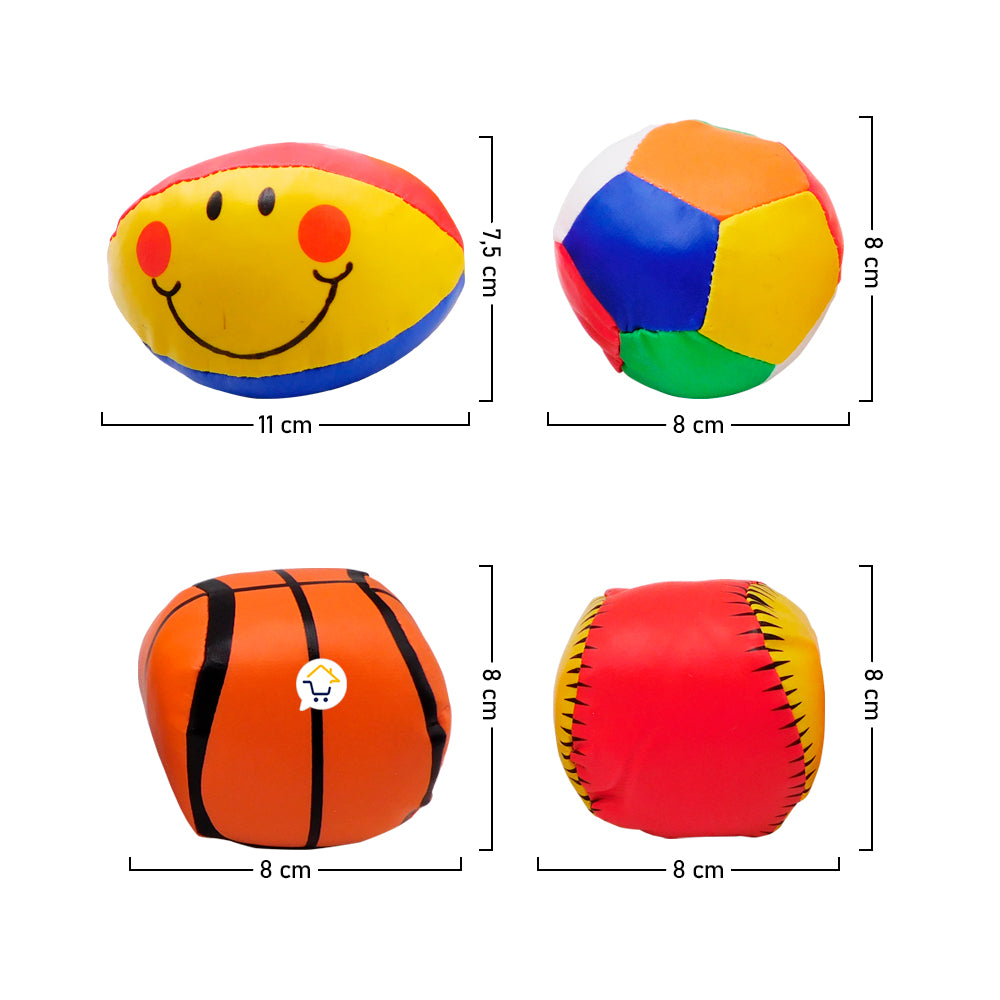 Set x4 Pelotas Sensoriales Para Bebé Juguete Suave 4043F