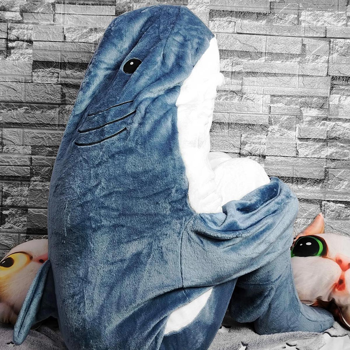 Pijama De Tiburón Saco de Dormir Infantil Adulto Capucha Manta PITN1