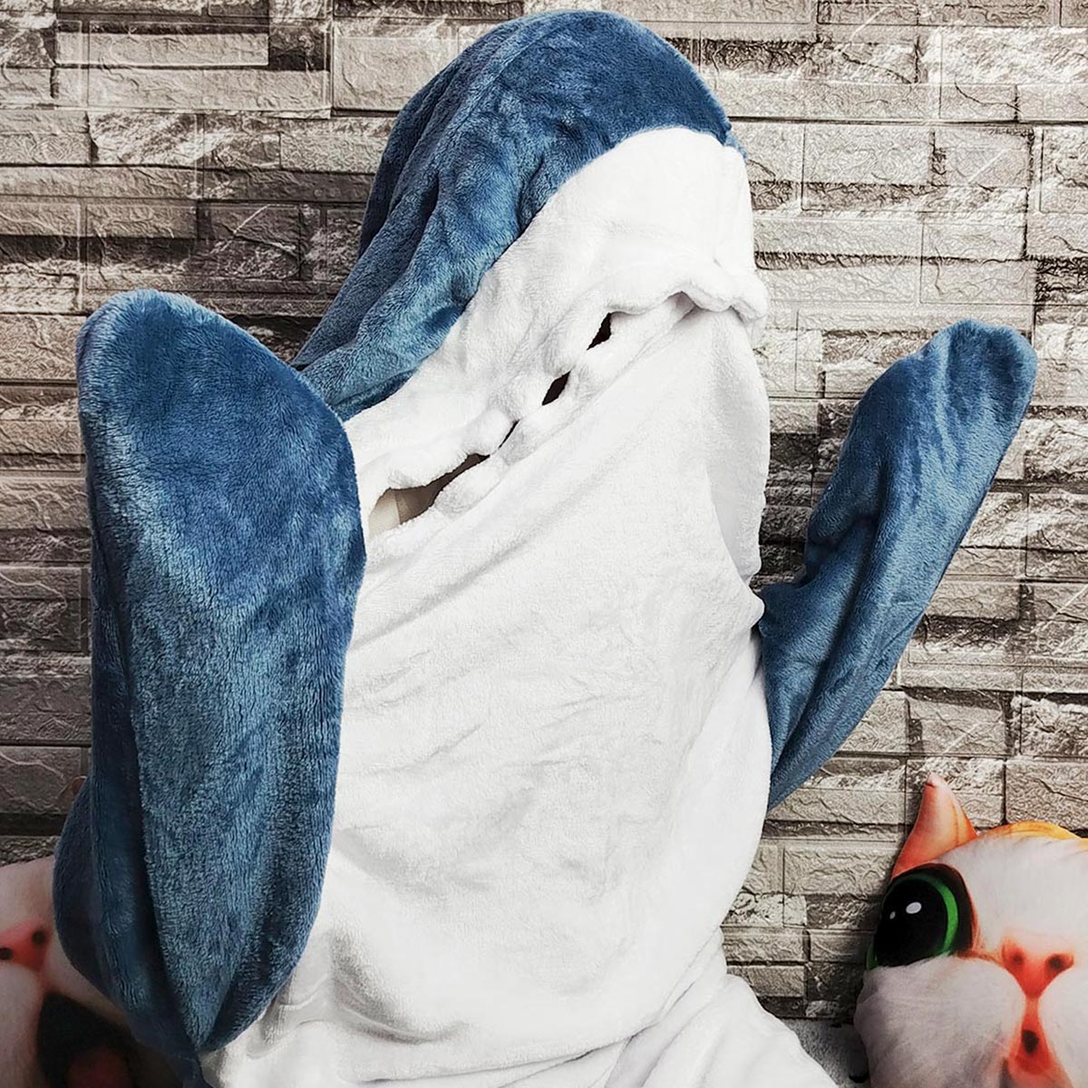 Pijama De Tiburón Saco de Dormir Infantil Adulto Capucha Manta PITN1