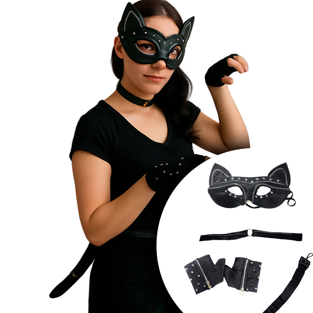 Kit Gatita Negra Disfraz Sexy Gótico Halloween MA-103