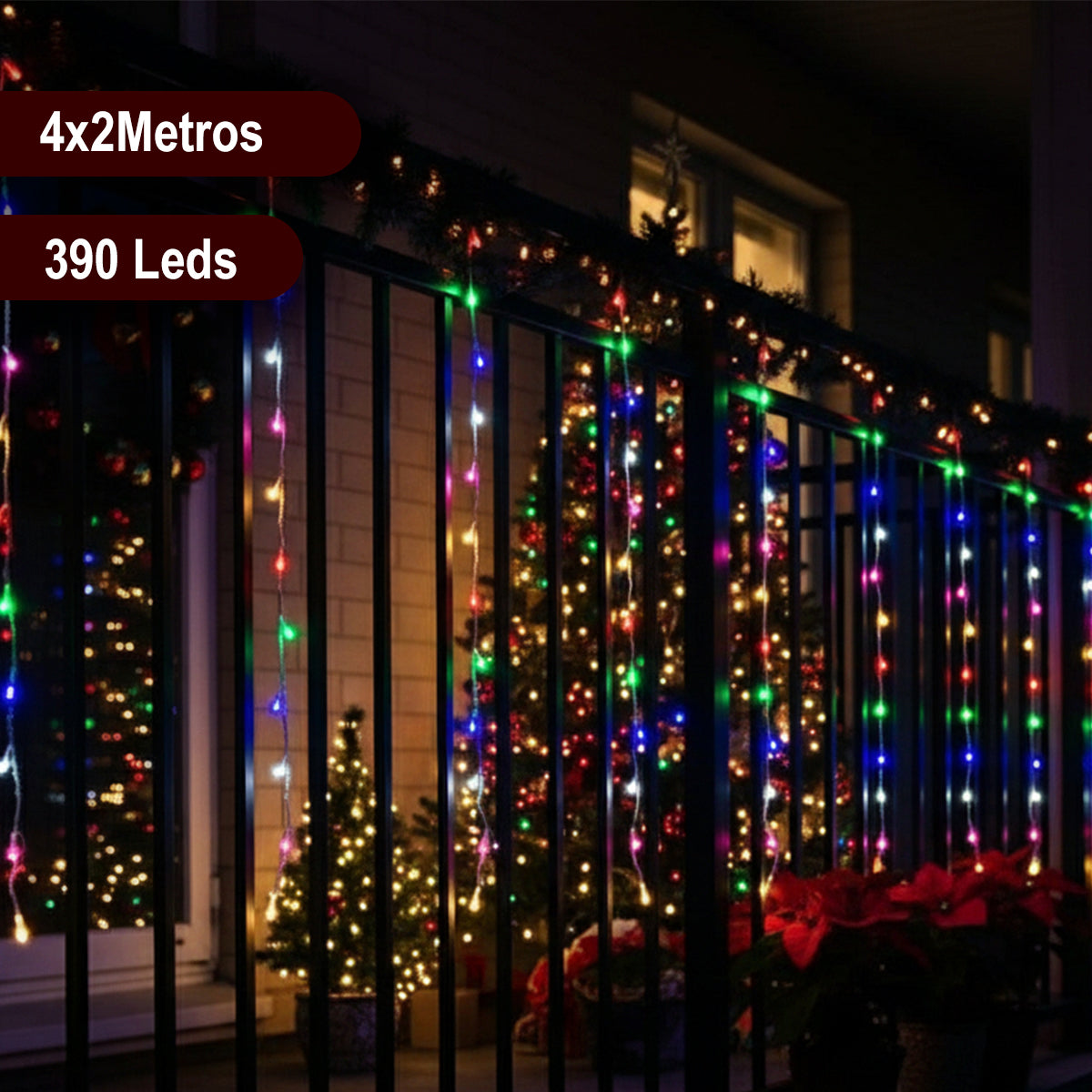 Cortina Luces LED Navidad 4x2M Decoración 1661