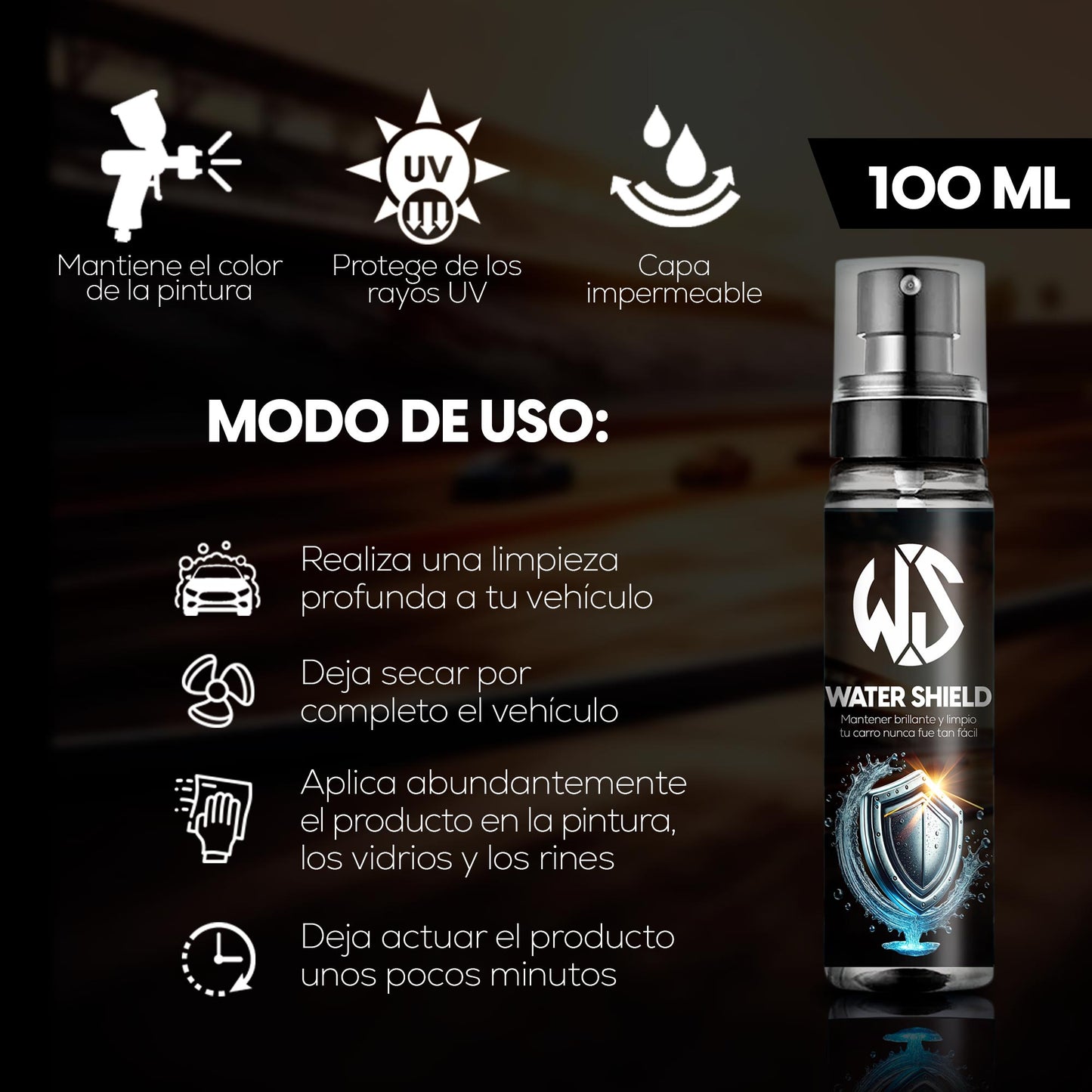 Protector de pintura y Brillo 2 Frascos Water Shield Para Vehículos Nano protección Impermeable AQ01