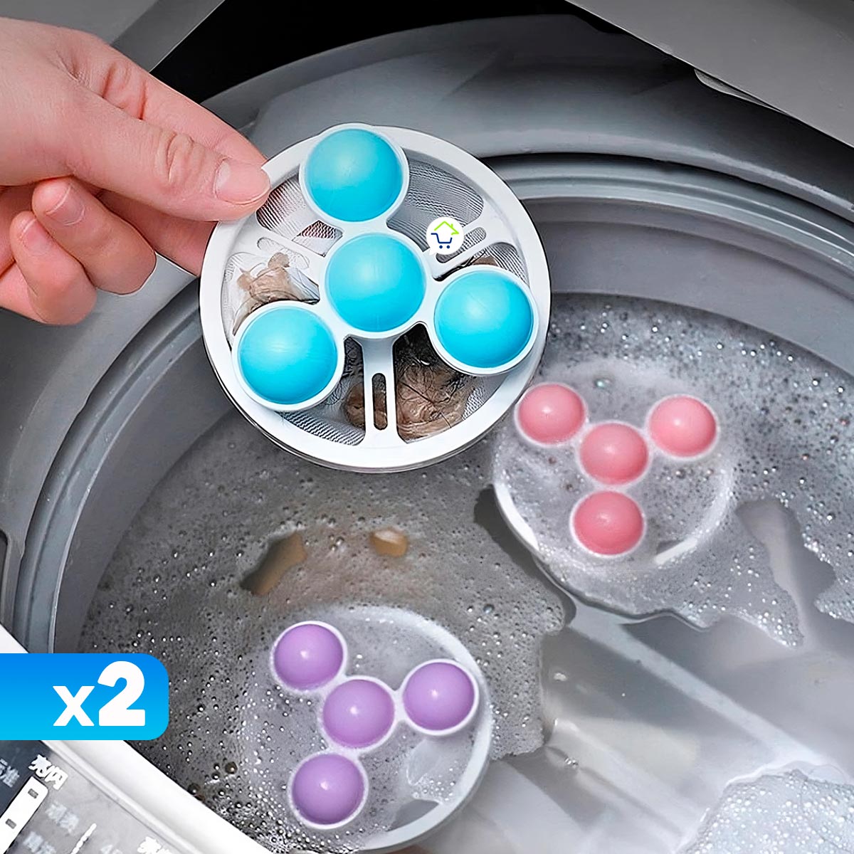 Set x2 Recolector Pelusas Para Lavadora Filtro Malla Lavado 97F