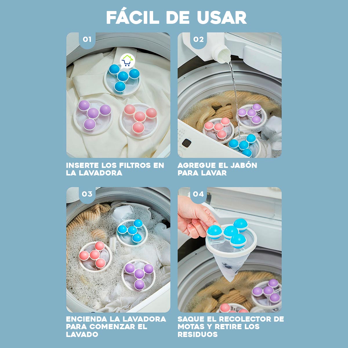 Set x2 Recolector Pelusas Para Lavadora Filtro Malla Lavado 97F