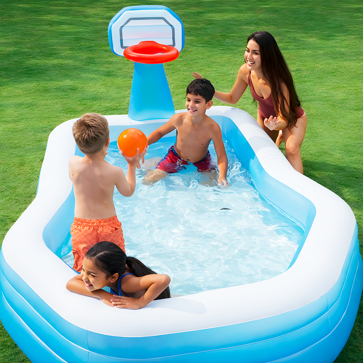 Piscina Inflable Infantil Con Canasta De Baloncesto Alberca 57183