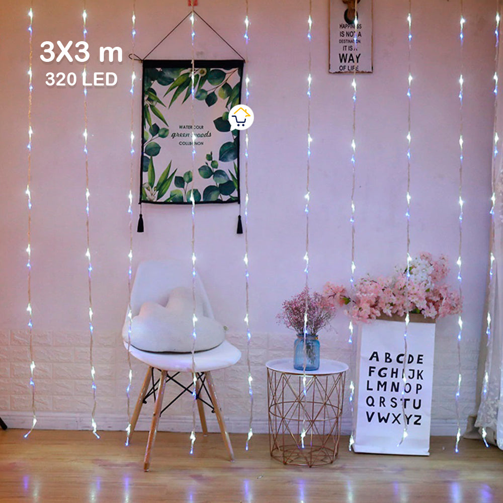 Luces Cascada 3X3 Metros 320 LED Navidad Interior Exterior 3X3-320L