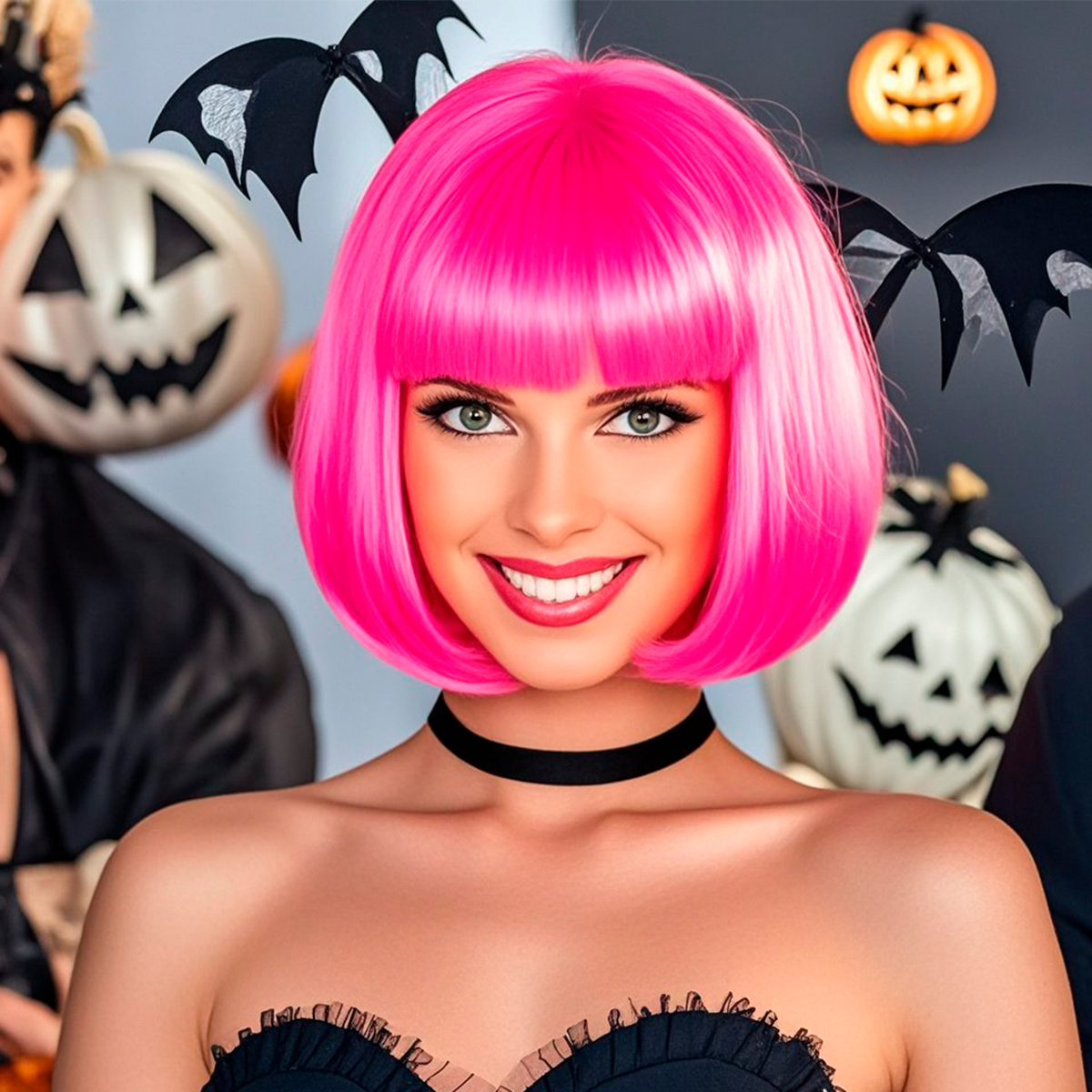 Peluca Corta Con Flequillo Fiesta Halloween Disfraces KL1027-40