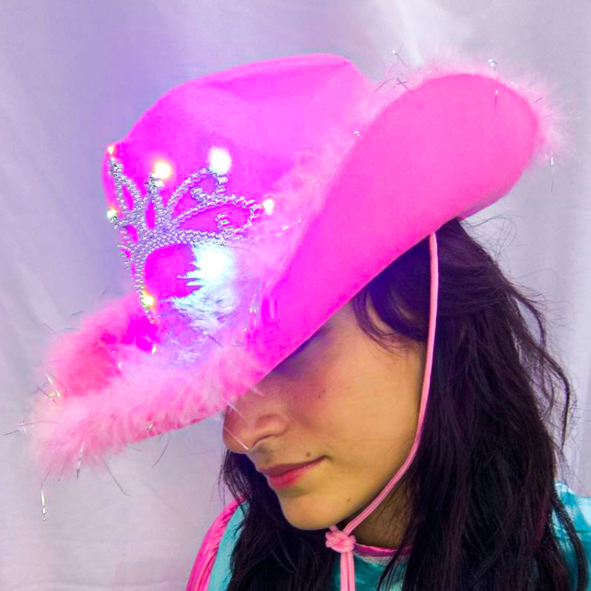 Sombrero Vaquero Rosa LED Princesa Brillante MA-112