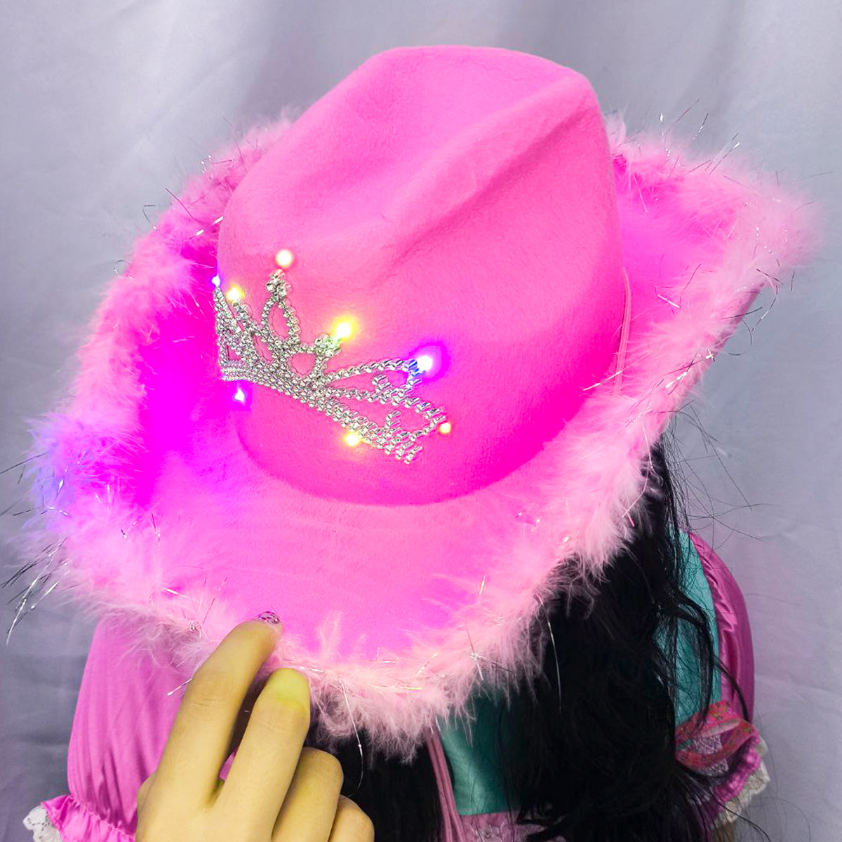 Sombrero Vaquero Rosa LED Princesa Brillante MA-112