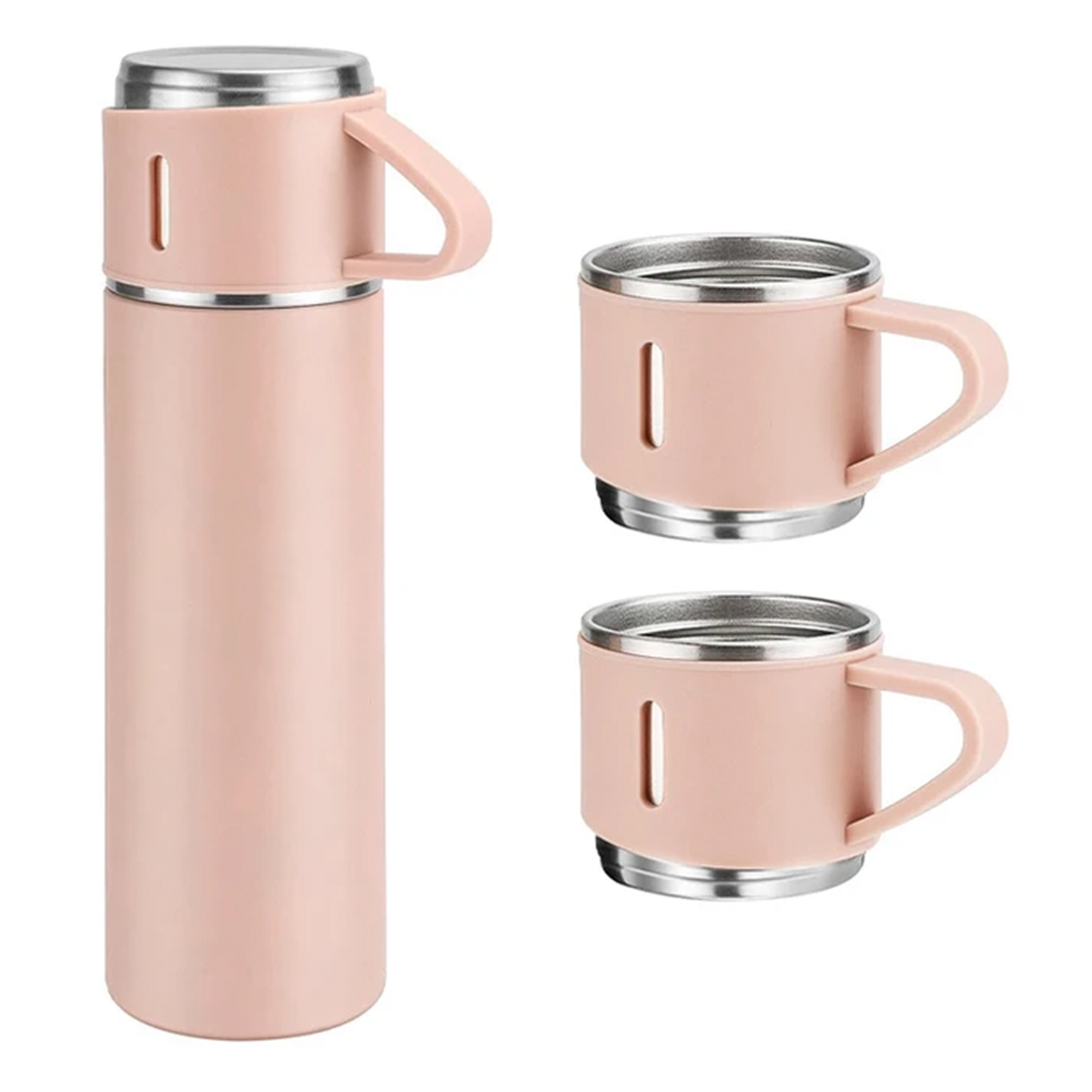 Set Termo Térmico 500ml Acero Inoxidable con 3 Tazas y Estuche NG0181