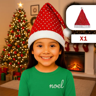 Gorro Navideño Infantil con Estrellas Plateadas GNE001