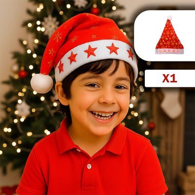 Gorro Navideño con Luces LED Estrellas Rojas GNEC001