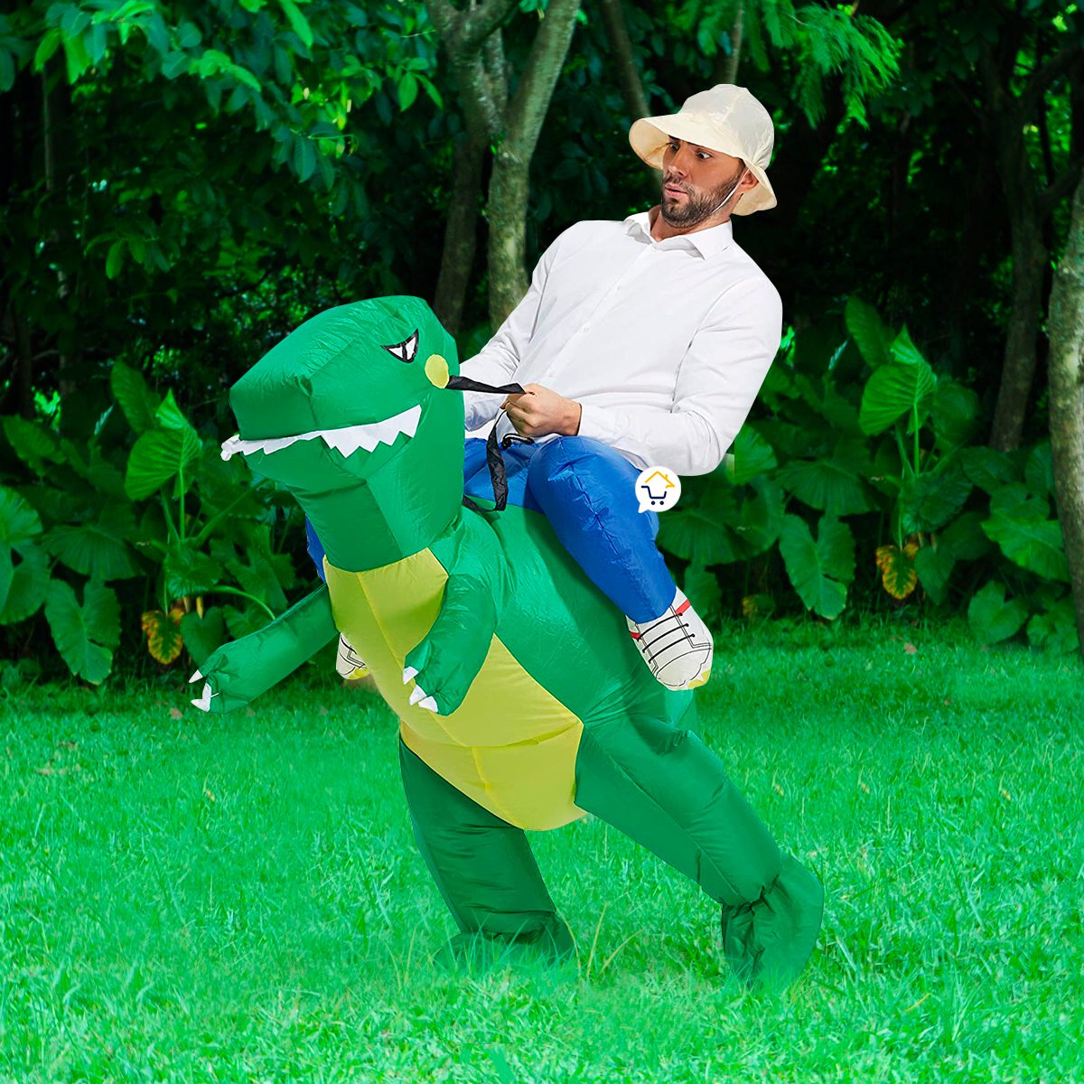 Disfraz De Dinosaurio Verde Inflable Montable Adulto Halloween 1555