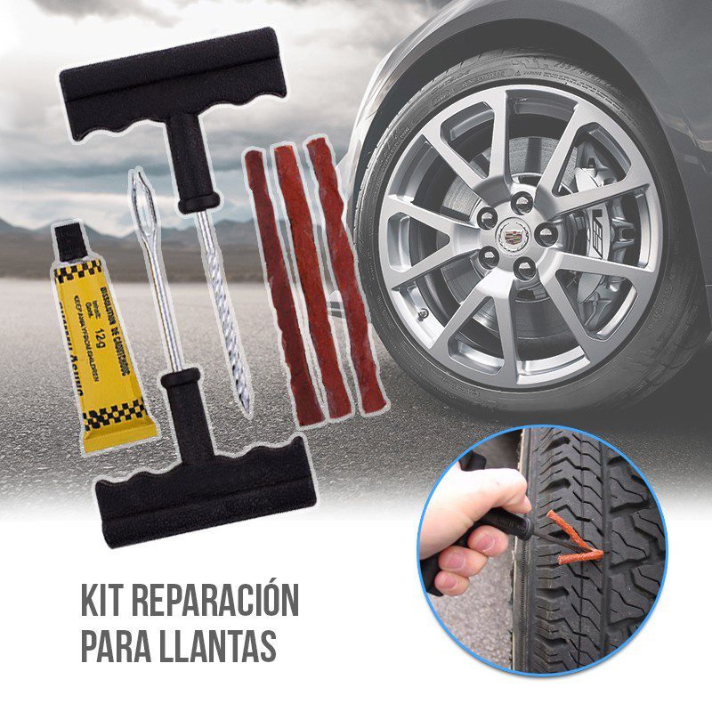 Kit Reparación Pinchazo Llantas Emergencia Carro Moto Bicicleta Mecha Tripa RF 472