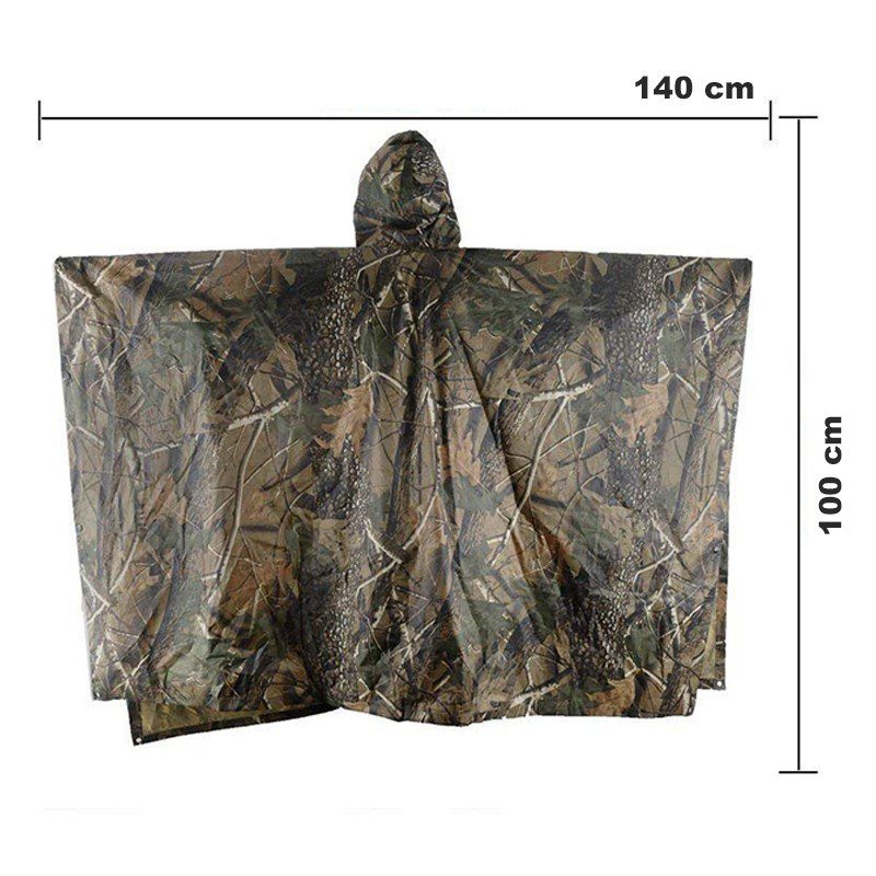 Impermeable Capucha Capa Poncho Camuflado Adultos Protección Lluvia