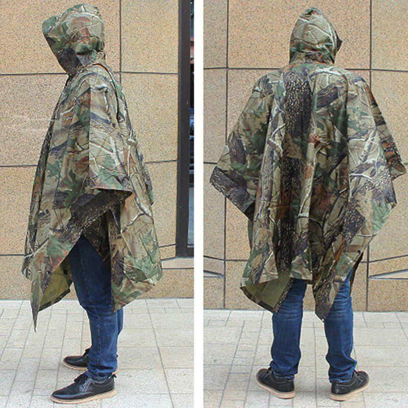 Impermeable Capucha Capa Poncho Camuflado Adultos Protección Lluvia